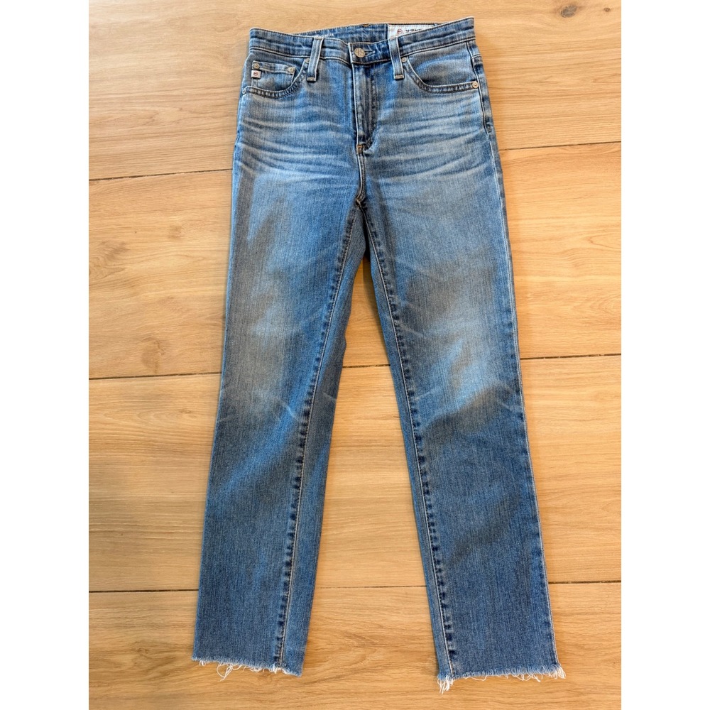 AG Adriano Goldschmied The Isabelle High Rise Straight Crop Jeans Blue 24R